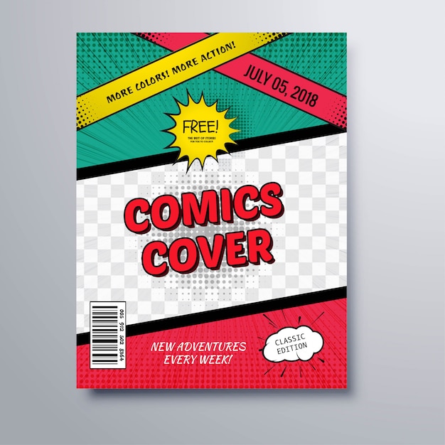 Fondo de plantilla de portada de revista de cómics