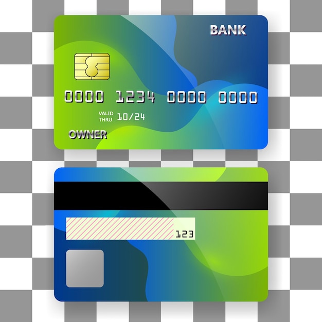 Vector fondo de plantilla de tarjeta bancaria textura verde fluida