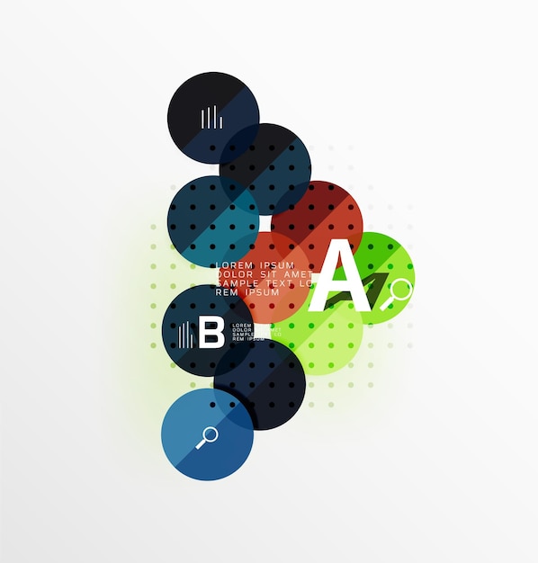 Fondo de plantilla de vector de infografía de círculo brillante colorido para opciones de número de diagrama de diseño de flujo de trabajo o diseño web