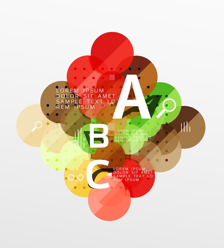 Vector fondo de plantilla de vector de infografía de círculo brillante colorido para opciones de número de diagrama de diseño de flujo de trabajo o diseño web