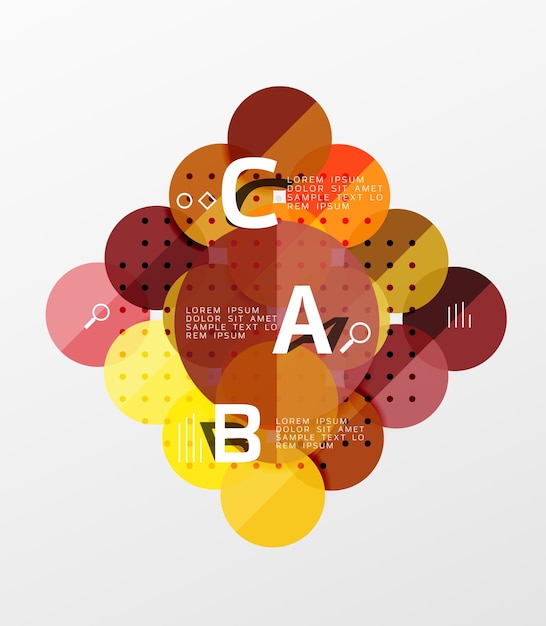 Fondo de plantilla de vector de infografía de círculo brillante colorido para opciones de número de diagrama de diseño de flujo de trabajo o diseño web