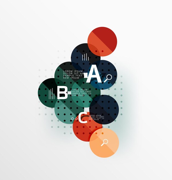 Fondo de plantilla de vector de infografía de círculo brillante colorido para opciones de número de diagrama de diseño de flujo de trabajo o diseño web