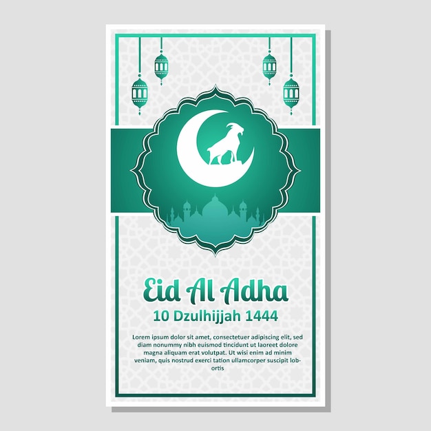 Vector fondo de plantillas de historias de instagram whatsapp de publicación en redes sociales de caligrafía de eid al adha mubarak