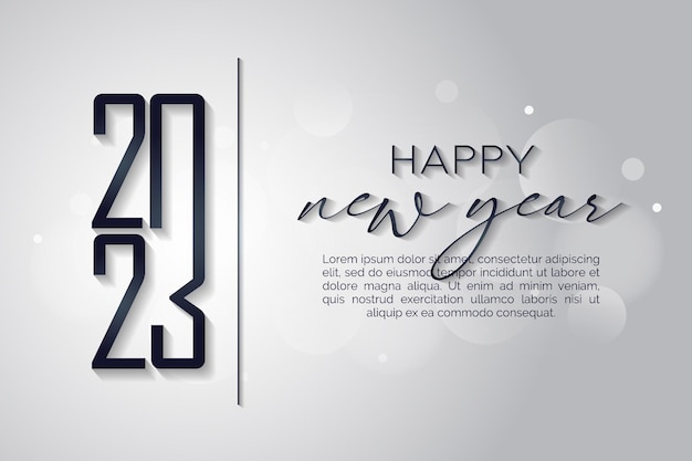 Fondo de plata feliz año nuevo con un vector de números de estilo azul