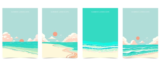fondo de playa con mar y cielo vector de ilustración para el diseño de página a4