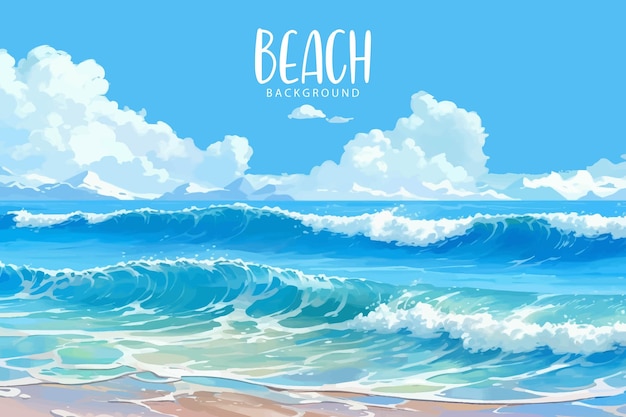 Vector un fondo de playa tropical con un cielo azul en verano