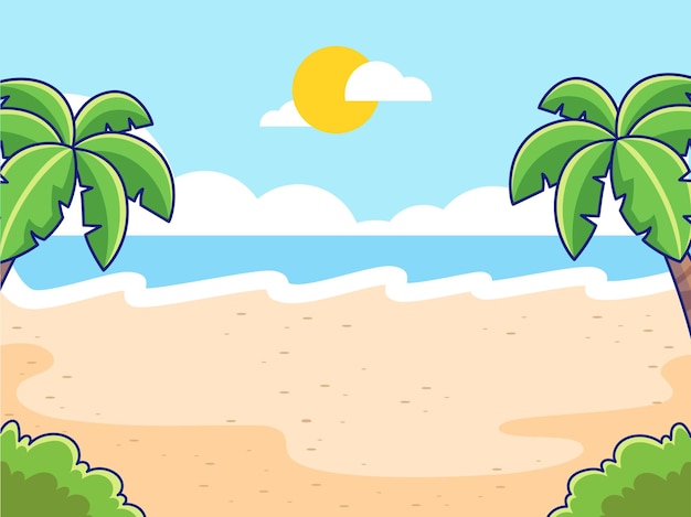 Fondo de playa de verano Icono vectorial de dibujos animados Ilustración Icono de objeto de la naturaleza Vector plano aislado