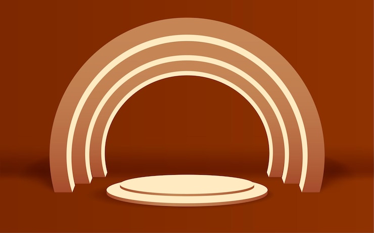 Vector fondo de podio clásico. podio 3d para colocación de productos con fondo circular.