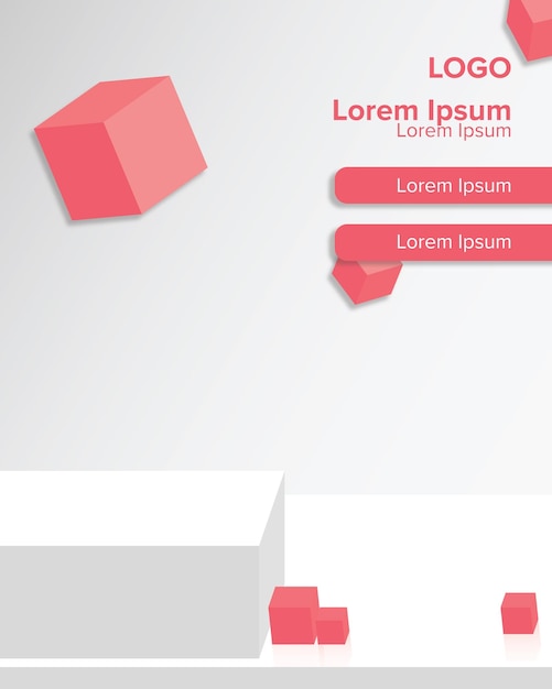 Fondo Podium con objeto de caja de color rojo pastel
