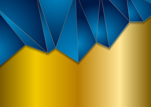 Fondo poligonal de color azul y bronce abstracto Diseño de tecnología geométrica vectorial