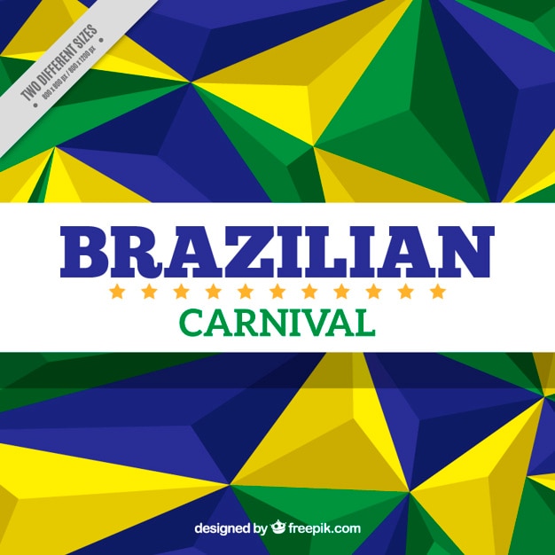 Fondo poligonal colorido de carnaval de brasil