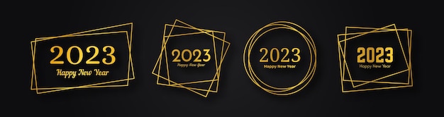 Fondo poligonal geométrico dorado feliz año nuevo 2023