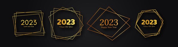 Fondo poligonal geométrico dorado feliz año nuevo 2023
