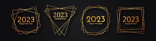 Fondo poligonal geométrico dorado feliz año nuevo 2023