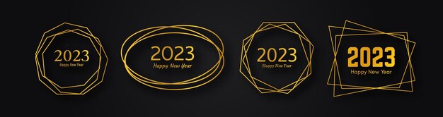 Fondo poligonal geométrico dorado feliz año nuevo 2023