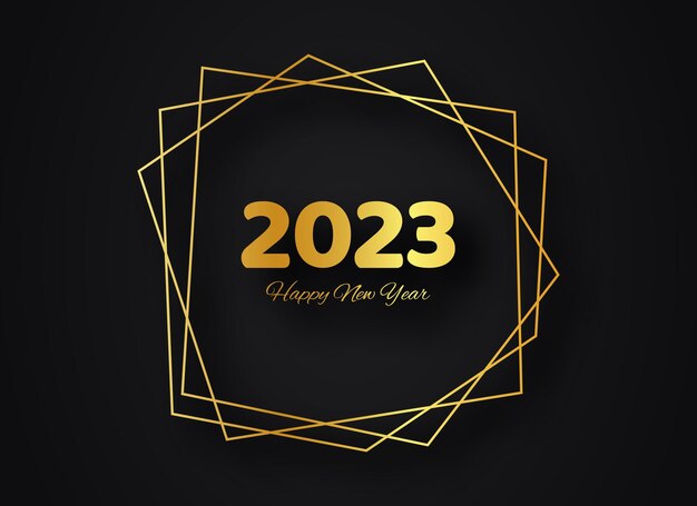 Fondo poligonal geométrico dorado feliz año nuevo 2023