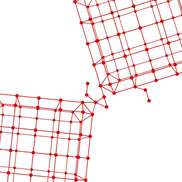Fondo poligonal de malla. Alcance de líneas y puntos. Bola de las líneas conectadas a puntos. Rejilla molecular. La cuadrícula estructural de polígonos.