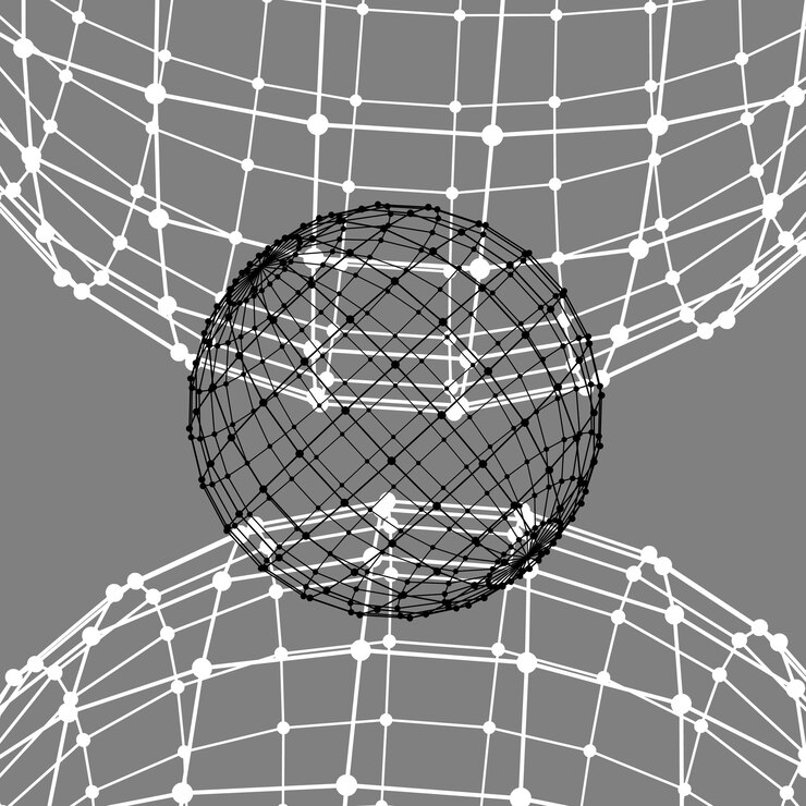 Vector fondo poligonal de malla alcance de líneas y puntos bola de las líneas conectadas a puntos