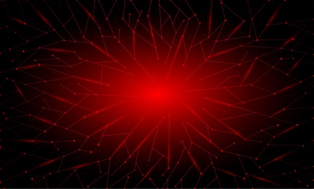 Fondo poligonal de neón rojo abstracto con líneas de triángulos y puntos para el préstamo de sitios de banners y portadas de redes sociales