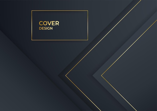 Fondo de portada de negocios de lujo, decoración abstracta, patrón dorado, gradientes de semitonos, ilustración vectorial 3d. Plantilla de portada de oro negro, formas geométricas, banner minimalista moderno