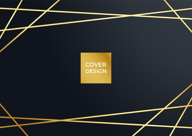 Fondo de portada de negocios de lujo, decoración abstracta, patrón dorado, gradientes de semitonos, ilustración vectorial 3d. Plantilla de portada de oro negro, formas geométricas, banner minimalista moderno
