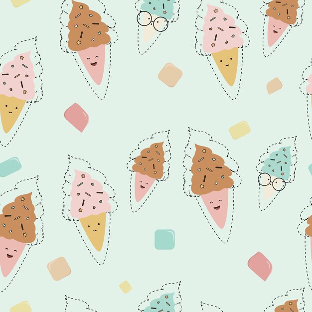 Vector fondo de postre lindo de patrones sin fisuras de verano