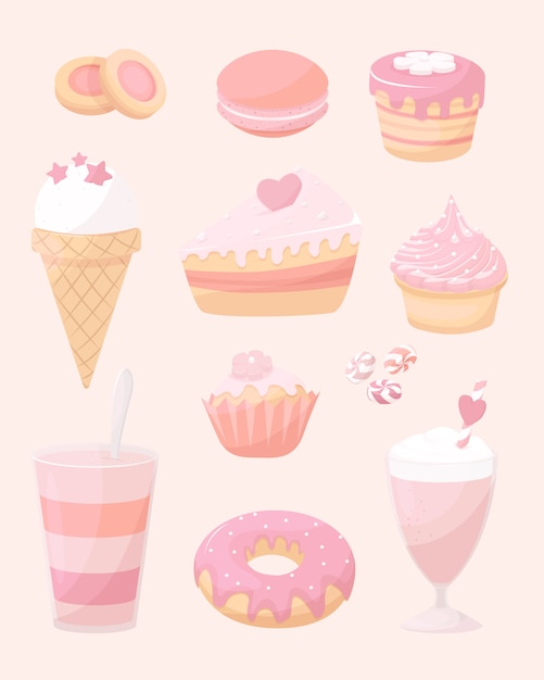 Fondo de postres, icono de doodle dulce