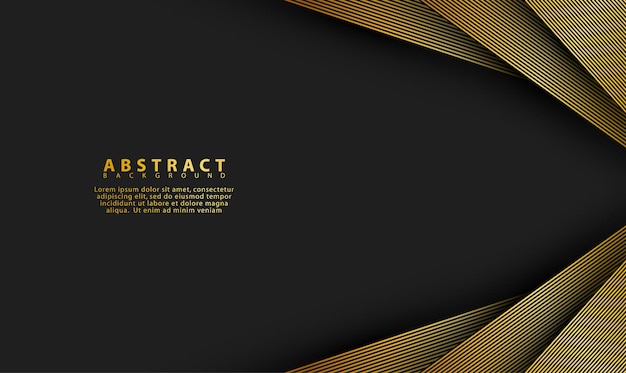 Fondo premium abstracto negro con líneas doradas Concepto de lujo moderno Ilustración vectorial