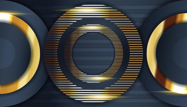 Fondo premium oscuro con elementos geométricos dorados oscuros de lujo