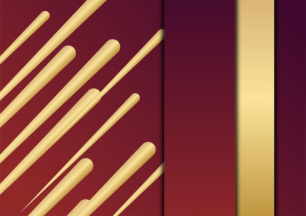 Fondo de presentación abstracto rojo y oro. Fondo abstracto de lujo con líneas doradas sobre fondo rojo oscuro, moderno concepto de estilo 3d. Ilustración del vector sobre el diseño de lujo de la plantilla moderna.