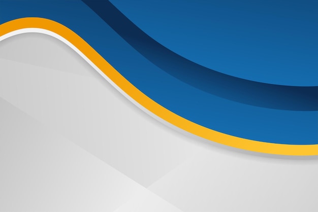 Fondo de presentación de banner de negocios de onda curva azul y amarillo brillante abstracto moderno
