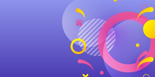 Fondo de presentación de estilo minimalista colorido moderno de Memphis con formas de elementos geométricos. Plantilla de fondo de patrón de banner de diseño gráfico abstracto de vector.