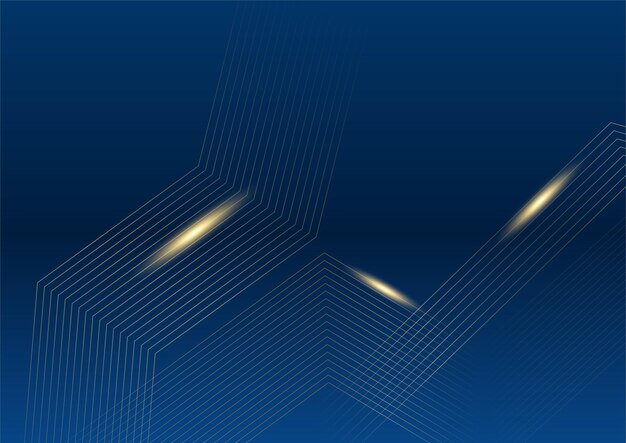 Fondo de presentación de negocios abstracto azul y oro. Patrón abstracto de lujo azul oscuro con fondo dorado. Textura de semitono de coloridos brillos dorados con elementos dorados realistas brillantes.
