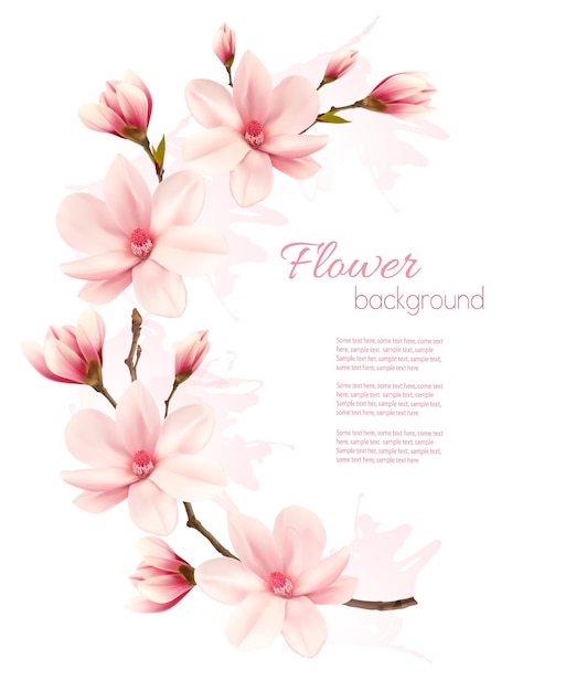 Fondo de primavera con brunch de flores rosas.
