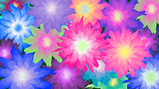 Fondo de primavera colorida con hermosas flores ilustración vectorial