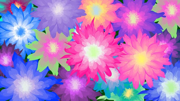 Fondo de primavera colorido con hermosas flores ilustración vectorial