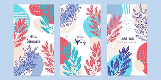 Fondo de primavera con elementos florales coloridos minimalistas dibujados a mano en estilo de arte de línea
