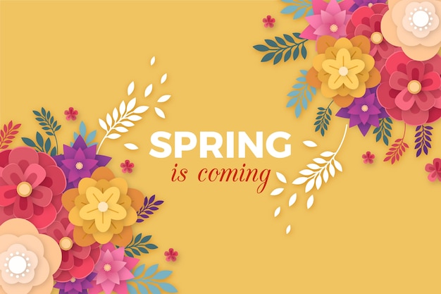 Fondo de primavera en estilo de papel