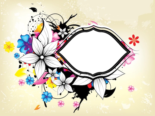 Fondo de primavera floral abstracto con marco ilustración vectorial abstracta con fondo