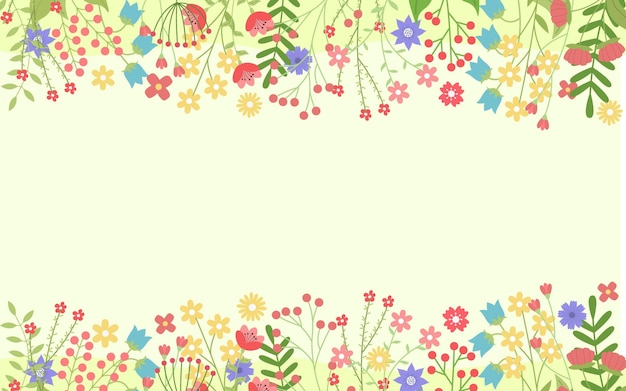 Vector fondo de primavera con flores y plantas para su creatividad para pancartas para invitaciones de boda