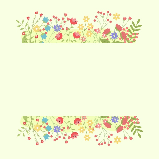 Vector fondo de primavera con flores y plantas