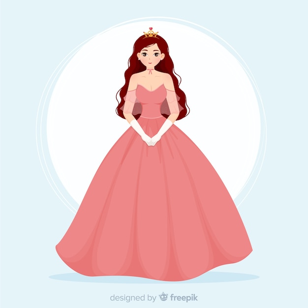 Vector fondo princesa dibujada a mano