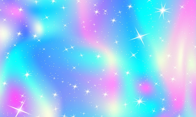 Fondo princesa. estrellas y luces mágicas. colores del arcoiris