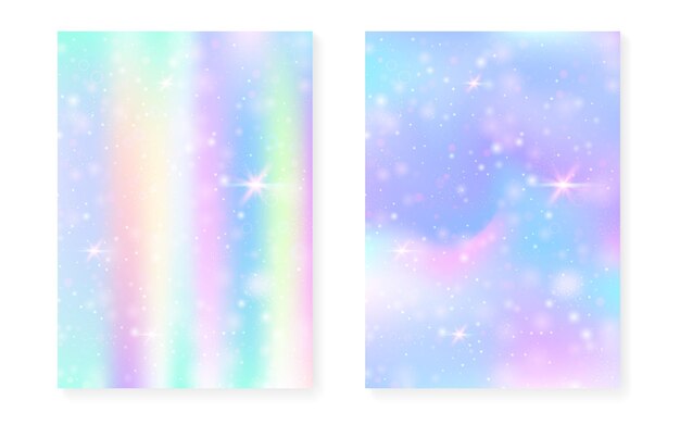 Fondo de princesa con gradiente de arco iris kawaii. Unicornio mágico
