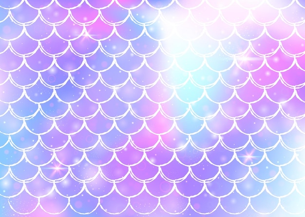 Fondo de princesa sirena con patrón de escamas de arco iris kawaii