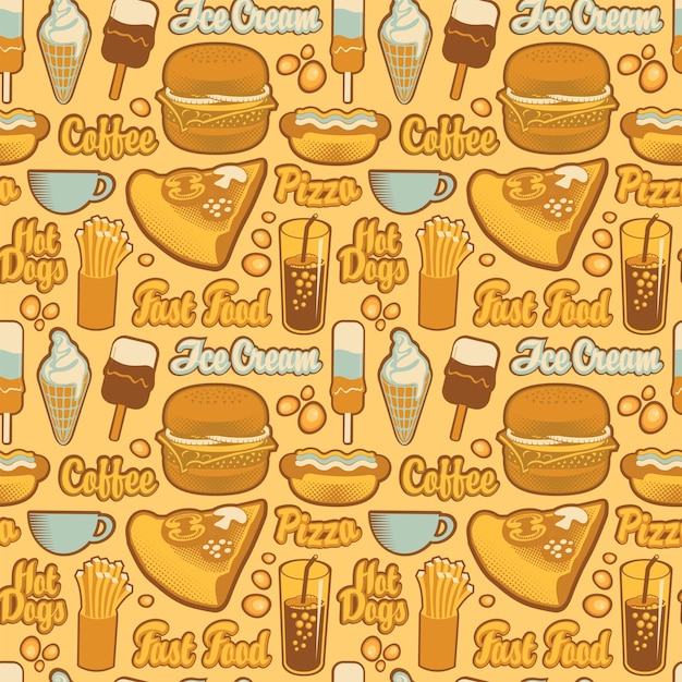 Fondo sin problemas sobre el tema de la comida rápida