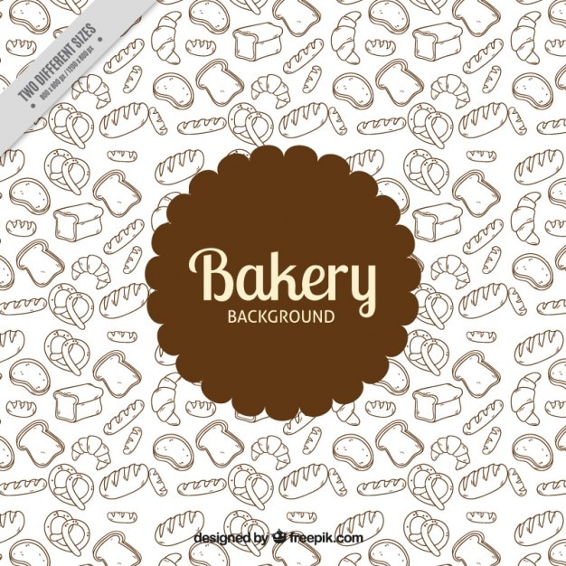 Vector fondo de productos de panadería dibujados a mano