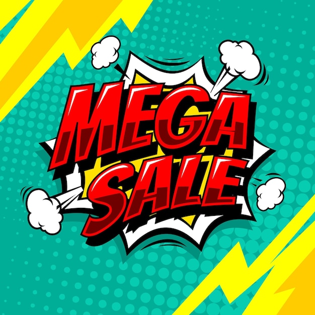 Fondo de promoción de mega venta en estilo cómic