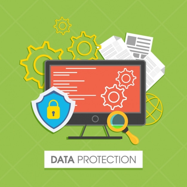 Vector fondo de protección de datos en diseño plano