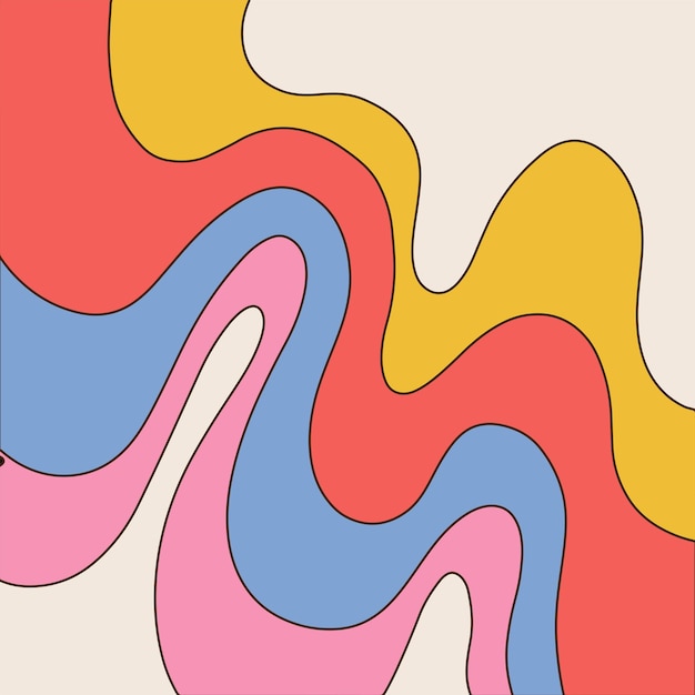 Fondo psicodélico abstracto con ondas coloridas ilustración vectorial de moda en estilo hippie s